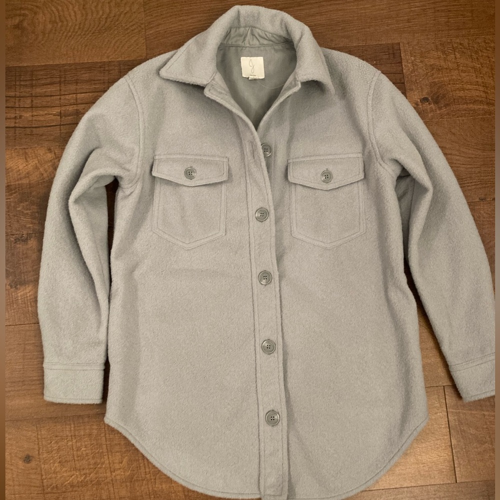 Joie NWOT Light Blue Gray Button-Up Shirt Jacket Shacket w/ Pockets Women’s XS